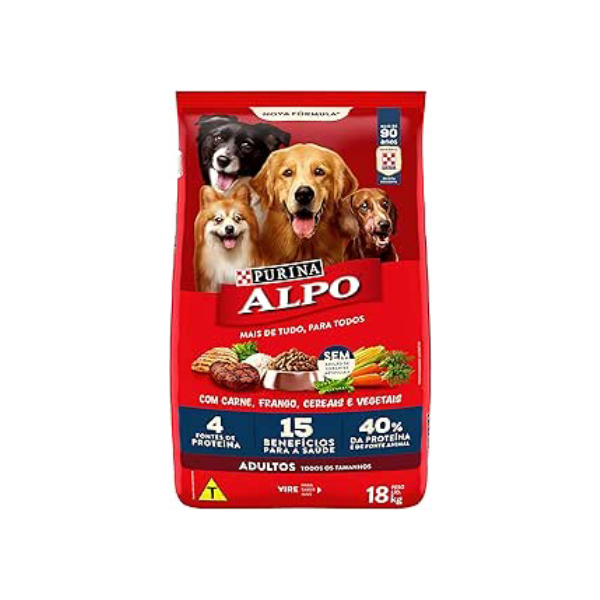 Purina Alpo Ração Alpo Para Cães Adultos Sabor Carne Grelhada Com Vegetais - 18Kg Purina - Sabor Carne