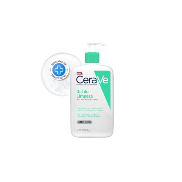 CeraVe, Gel de Limpeza Facial, para Pele Normal a Oleosa, com 3 Ceramidas Essenciais, Ácido Hialurônico e Niacinamida, Limpa Profundamente, Hidrata e Restaura a Barreira da Pele, Sem Perfume, 454g