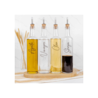 Galheteiro de Vidro 525ml com Bico Dosador Cortiça | Azeite / Vinagre / Óleo / Shoyu / Kit