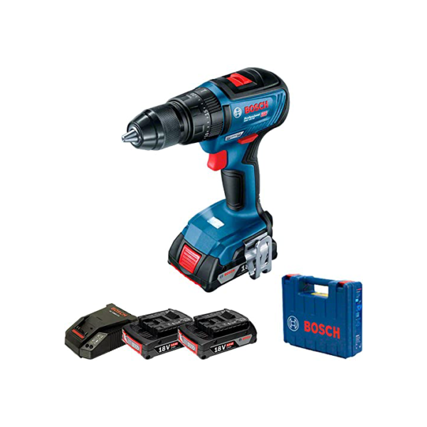 Bosch Parafusadeira Furadeira Impacto GSB 18V-50 18V Brushless com 2 baterias, 1 carregador e maleta