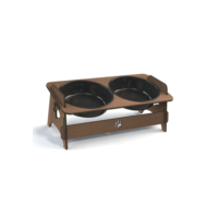 Comedouro Elevado Inclinável Pet Ração e Água Para Cachorros e Gatos em MDF Com 1 Ou 2 Potes Tigela