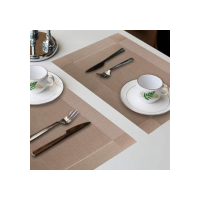 Kit 6 Peças Jogo Americano Retangular - Sousplat para Mesa Posta - Jogo Americano Elegante para Jantar, Almoço e Café - Lavável e Resistente - Shop100 (Marrom Claro)