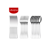 Belifou Kit Faqueiro Jogo de Talheres 18 Peças Talheres Prata de Aço Inoxidável Garfo Colher Faca