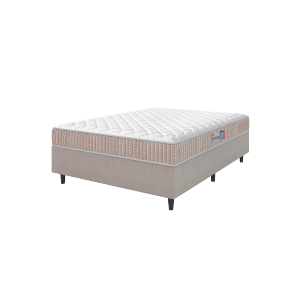 Cama Box Colchão Casal Espuma D33 New Millenium 138x188x57cm Branco / Bege Hellen - Suporta até 120kg por Pessoa