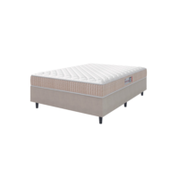 Cama Box Colchão Casal Espuma D33 New Millenium 138x188x57cm Branco / Bege Hellen - Suporta até 120kg por Pessoa