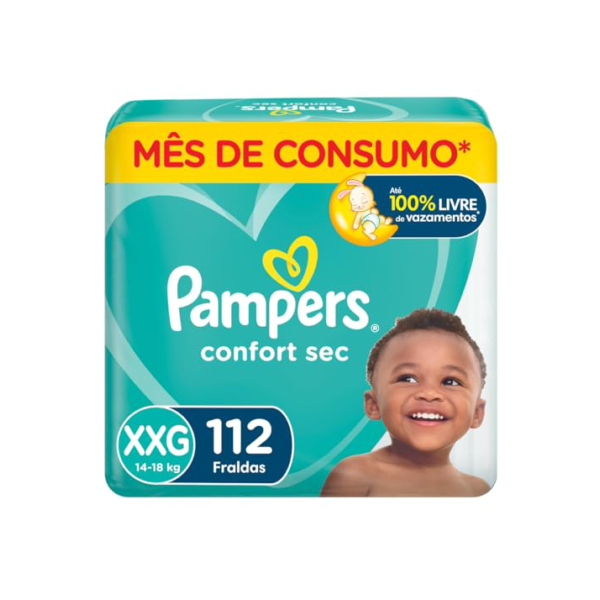 Fraldas Pampers Confort Sec XXG 112 Unidades, Pampers