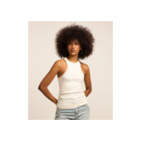 Blusa Regata em Ribana com Drapeado Lateral Branco
