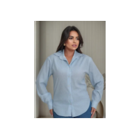 Camisa Social Listrada Botão Gola Manga Longa Tendencia