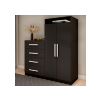 Cômoda Paris 2 Portas 4 Gavetas Preto Fosco - Panorama Móveis