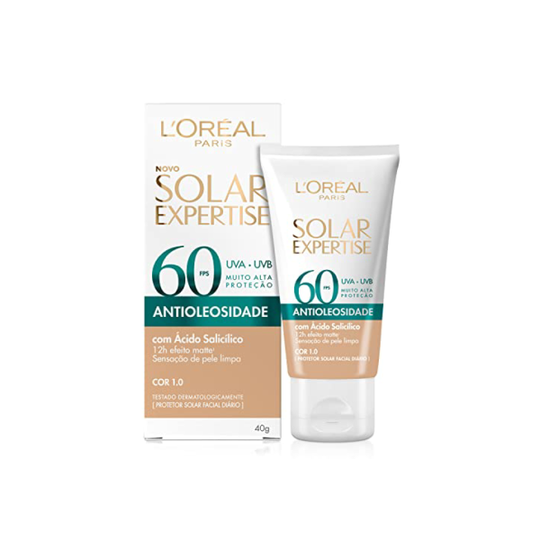 Protetor Solar Facial L'Oréal Paris Solar Expertise Antioleosidade Fps60 Cor 1.0 Clara 40G