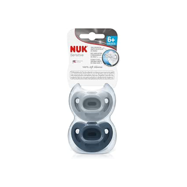 NUK Kit C/ 2 Chupetas Sensitive Soft Fashion 100% Silicone Boy S2