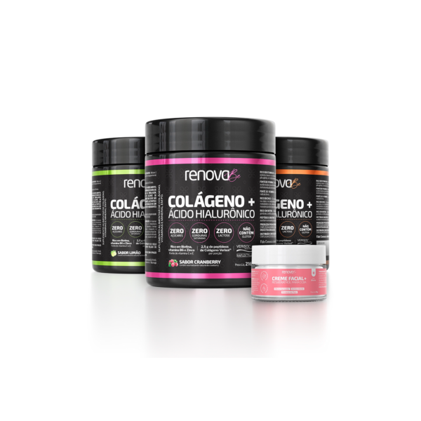 Kit 3 Colágenos com Ácido Hialurônico Haplex Plus Verisol e Biotina - Renova Be