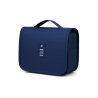 Bolsa Necessaire Maquiagem Cosméticos Feminina Com Divisória e Cabide para Pendurar Organizador de Maquiagem Muito Espaço para Maquiagem Shampoo Perfumes Higiene Pessoal Viagens (Azul Marinho)
