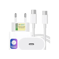 Carregador Turbo Compativel c/Novo iPhone 16, 16 pro, 16 pro max, iPhone 15, 15 pro, 15 pro max, IOS/Android, 5.0 Super Rapido, Fonte Entrada Tipo-C + Cabo USB-C Fast Charge, Certificado UTBRX
