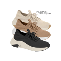 Tenis Feminino Modare Knit Ultraconforto Ortopédico Calce Fácil Amortecedor Confortável