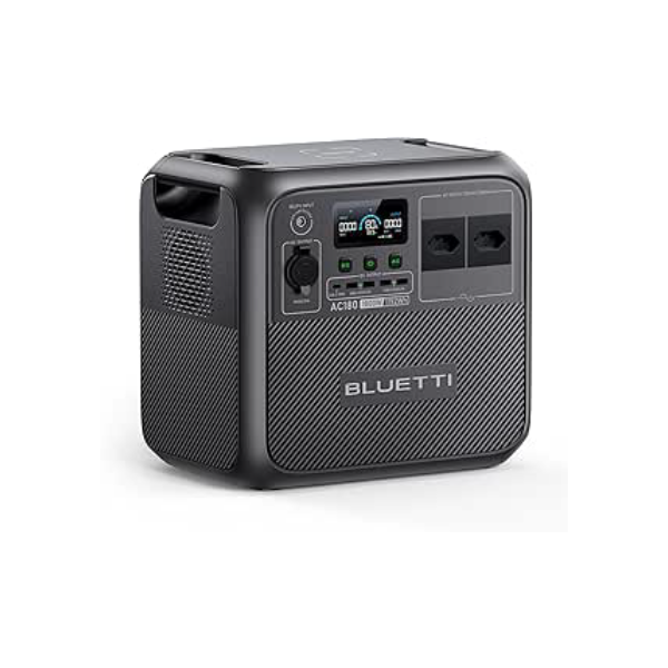 BLUETTI AC180 Gerador de Energia Solar, Bateria LiFePO4 de 1152Wh, 0-80% em 45 Minutos, 2 Saídas CA 220V|1800W (Pico de 2700W), Estação de Energia Portátil para Camping, Falta de Energia