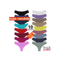 Kit 10 Calcinhas Tanga Conforto Sem Costura Não Marca