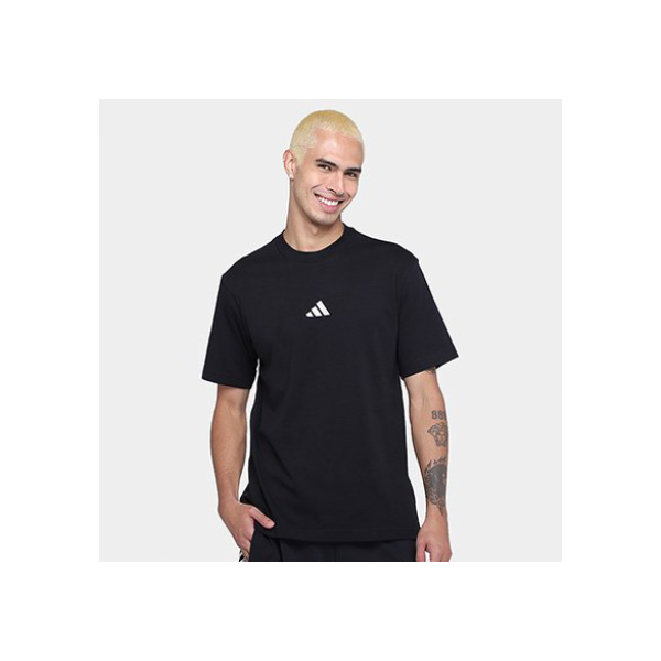 Camiseta Adidas Small Logo Masculina - Preto+Branco