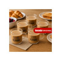 Cj 06 Canecas de Vidro 140ml P/ Cafezinho Delicada Good Morning - Vencedor