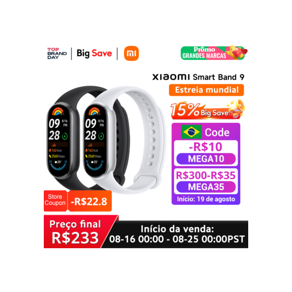 Xiaomi-Smart Band 9 com tela AMOLED, versão global, monitoramento do sono, duração da bateria de 21 dias, 150 modos esportivos, 1,62 ", [Estreia mundial]