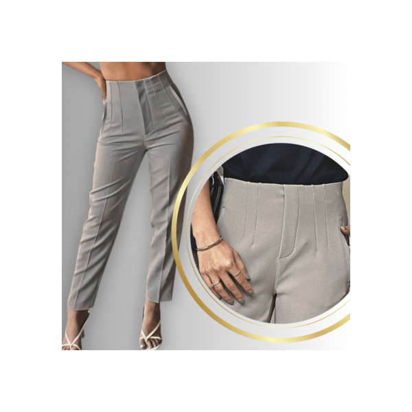 Calça Feminina Alfaiataria Plus Size Tamanho PP AO G3: Cintura Alta com Zíper Lateral ENVIO RÁPIDO