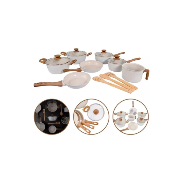 Jogo Panela Indução Marmol Vanilla Cerâmico 10 Pç Style Cook Marmol Vanila