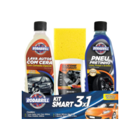 Kit Smart Rodabrill - Lava autos com cera, Pneu pretinho, Silicone gel tradicional
