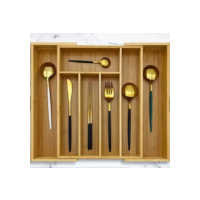 Porta Talheres Gaveta Bambu 7divisórias Extensível Ajustável Bambu