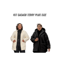 2 Casaco Teddy Feminino Longo Branco Preto Inverno Bear Pelúcia Jaqueta Ted Com Forro Blusa de Frio Lançamento Promoção