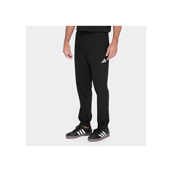 Calça Adidas Logo Single Jersey Masculina - Preto+Branco