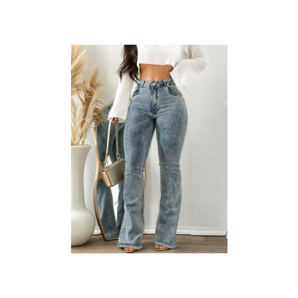 CALÇA JEANS FEMININA FLARE E SKINNY LYCRA JUSTA COS ALTO JUSTA