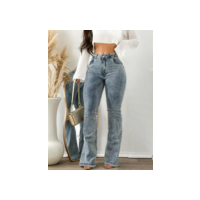 CALÇA JEANS FEMININA FLARE E SKINNY LYCRA JUSTA COS ALTO JUSTA