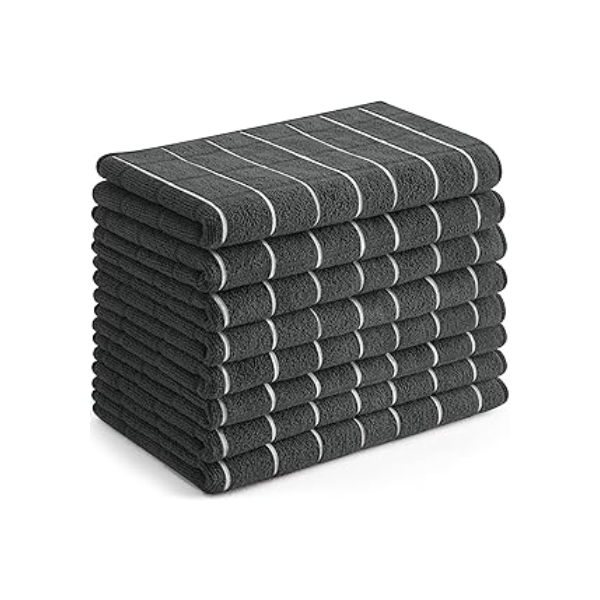 Utopia Towels - Toalhas de cozinha de microfibra, super absorventes 45 x 66 cm, duráveis, macias e sem fiapos, ideais para limpar pratos, panelas e utensílios de cozinha (pacote com 8, preto)