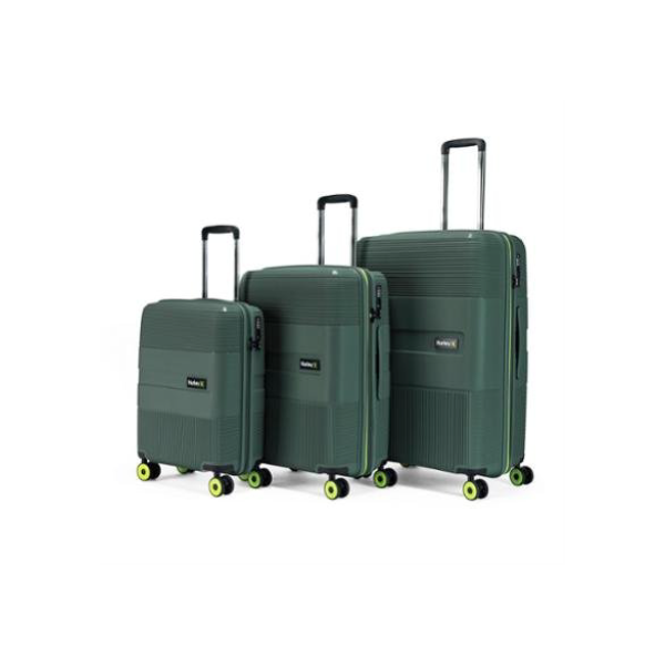 Kit 3 Malas De Viagem ABS Rígido Hurley Rodinhas 360° Reforçada com Cadeado TSA Espaçosa - Verde