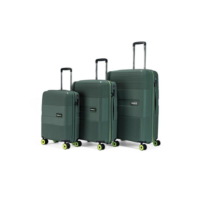 Kit 3 Malas De Viagem ABS Rígido Hurley Rodinhas 360° Reforçada com Cadeado TSA Espaçosa - Verde