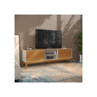 Rack para Tv Até 65 Polegadas 2 Portas com Puxador em Madeira Maciça Domus 180cm Retrô