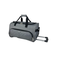 Sacola Bolsa Mala De Viagem Média Rockefeller Center de Poliéster com 2 Rodas fixas e Pés de Apoio Removível, Cinza, Santino - LZS1U