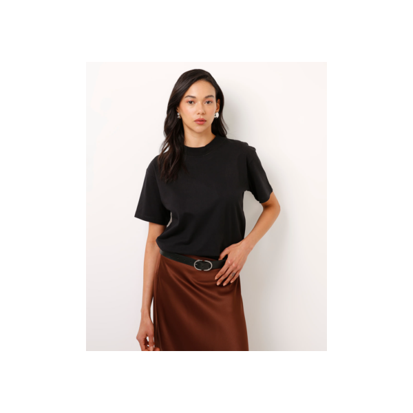 camiseta de algodão manga curta preto