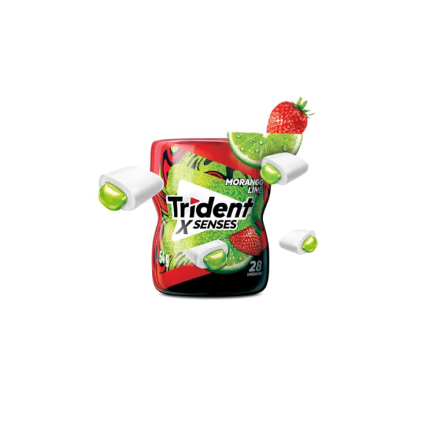 Trident Chiclete Xsenses Morango Lime Sem Açúcar Garrafa 54G