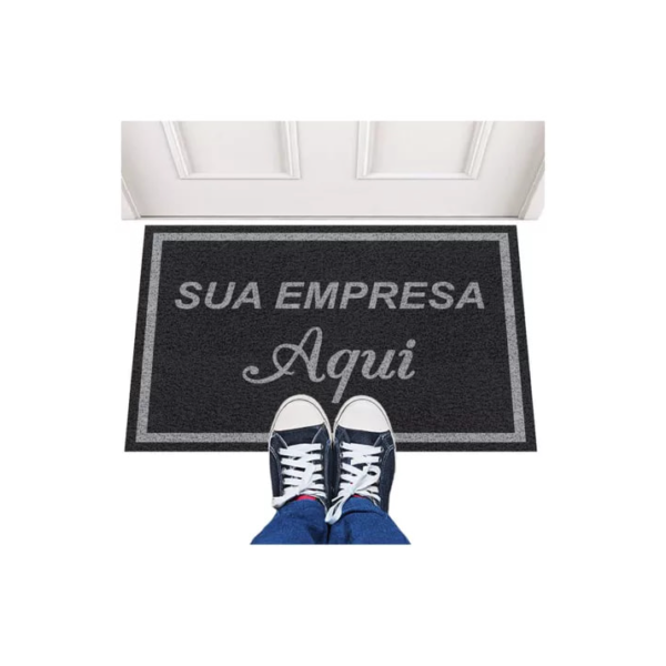 Tapete Capacho 200x60 Personalizado Com Logomarca Empresa Cor Preto Desenho Do Tecido Trama Vinílica 13mm Emborrachado Antiderrapante