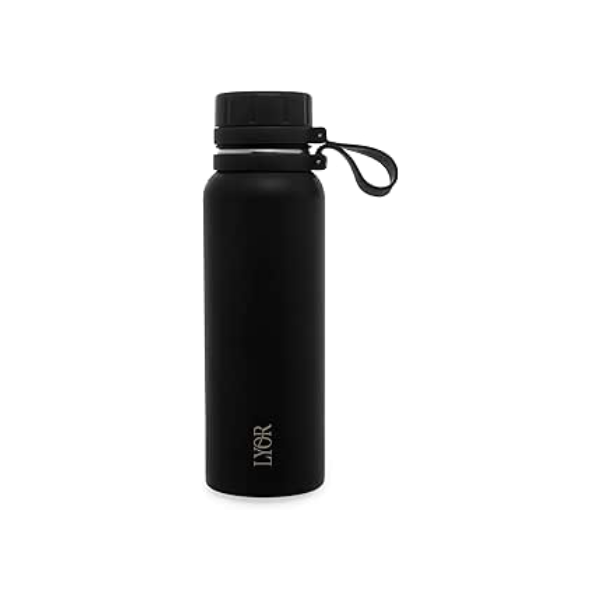 LYOR - Garrafa Térmica de Aço Inox Explorer Preta 650ml