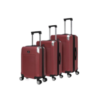 Kit 3 Malas De Bordo Viagem ABS Rígido Polo One Rodas 360° Reforçada com Cadeado TSA - Vermelho