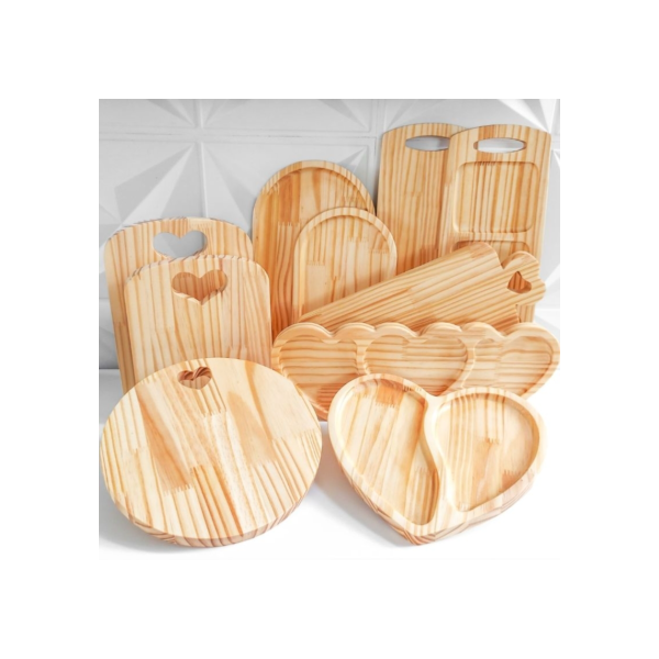 Tábuas de Frios + Petisqueira de Madeira para Servir - KIT Mesa Posta