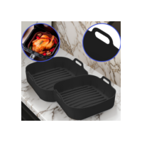 Kit 2 Forma de Silicone Air Fryer Grande 20CM Assadeira Fritadeira Quadrada