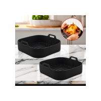 Kit 2 Forma de Silicone Air Fryer Grande 20CM Assadeira Fritadeira Quadrada