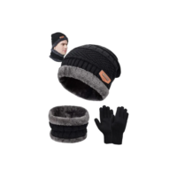 Kit Touca Gorro + Cachecol Echarpe Lã + Luva Touch Celular