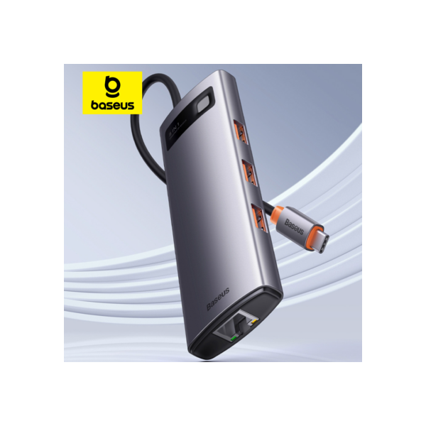 【Estoque limitado de venda flash】Baseus 8 em 1 USB C HUB para HDMI 4K @ 60Hz Tipo-C USB3.0 Adaptador PD 100W RJ45 SD TF Docking Station Hub