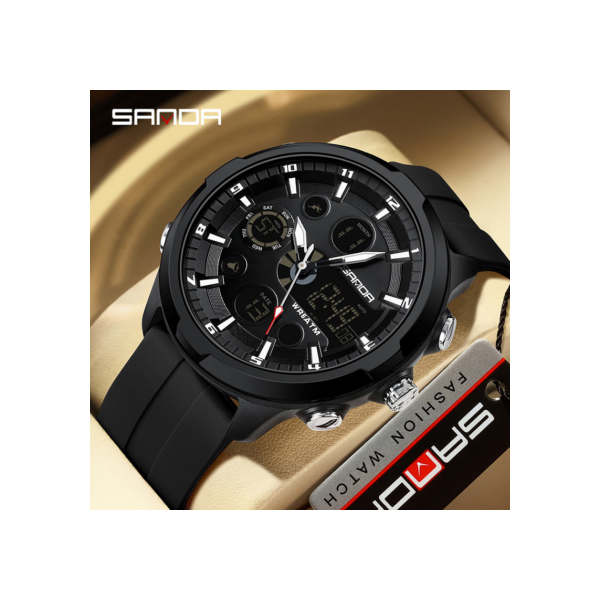 Sanda New Relógio Eletrônico Masculino Moda E Lazer Noturno À Prova D'água Multifuncional SD9053-3