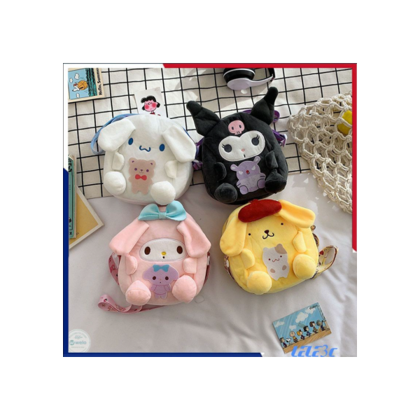 Mochila de pelúcia My Melody Cinnamoroll, pequena bolsa escolar para meninas 【LELE】