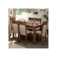 Sala De Jantar Madesa Jaíne Mesa Tampo De Madeira 6 Cadeiras Cor Rustic Crema Pérola 044905ZXTPER